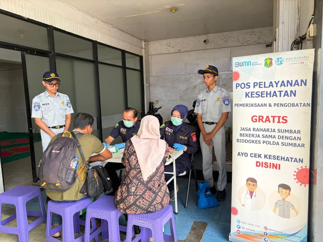 Jasa Raharja Sumbar Gelar Pelayanan Kesehatan Gratis bagi Penumpang di PO NPM Padang