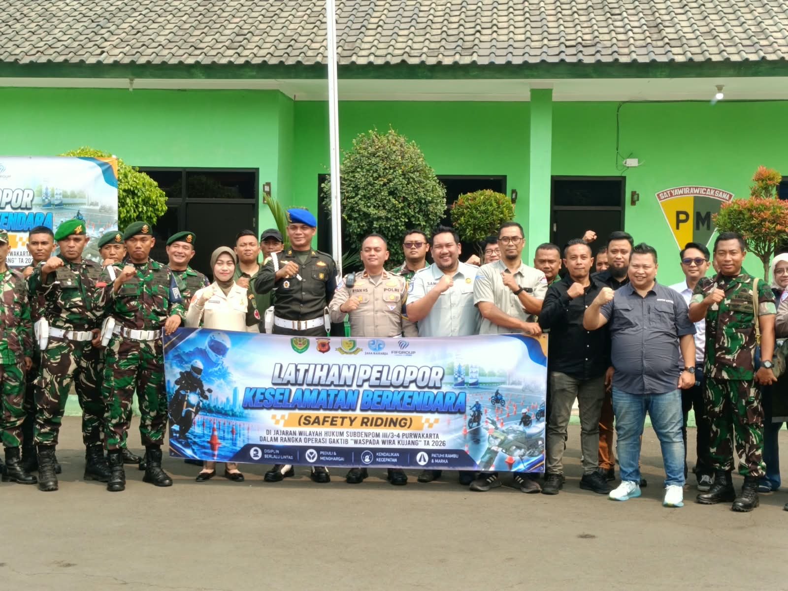 Tingkatkan Kemampuan Mitigasi Laka Lantas, Subdenpom Purwakarta Gelar Edukasi Safety Riding dan PPGD