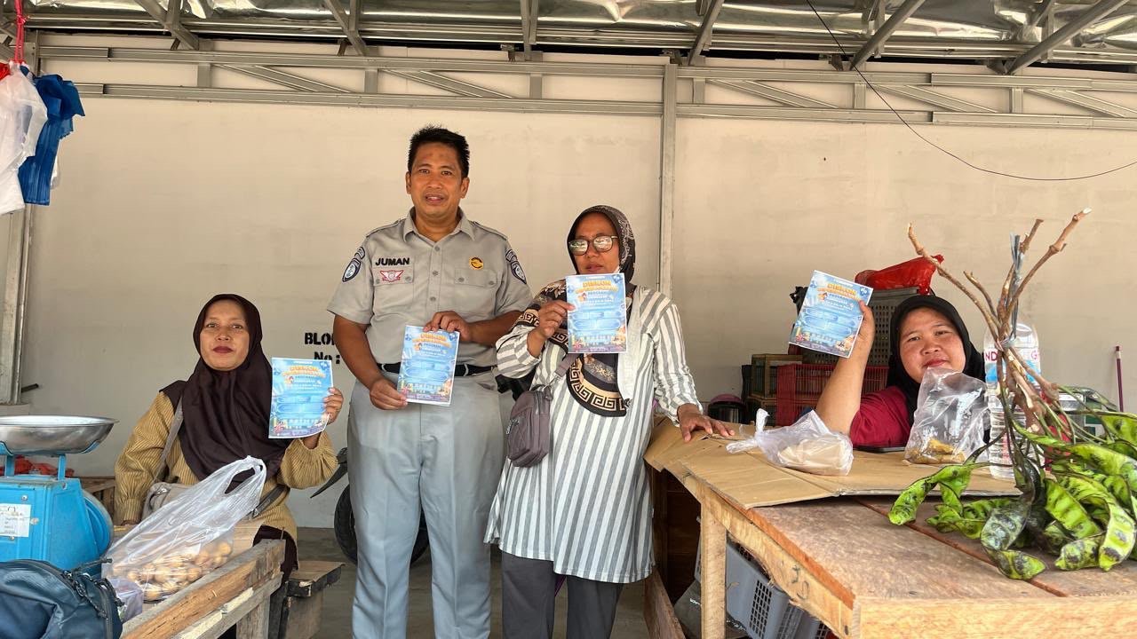 Jasa Raharja Mesuji Perluas Sosialisasi Keringanan Pajak Kendaraan di Pasar Induk Simpang Pematang